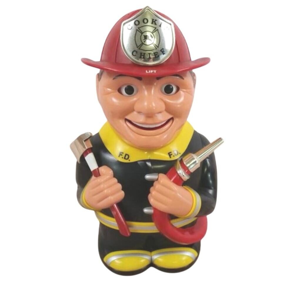 2002 Fun-Damental Fireman Talking Cookie Chief Jar Vintage